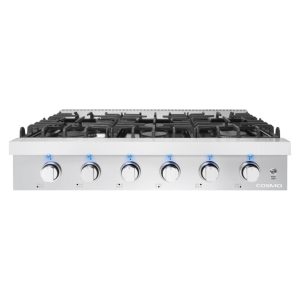 Cosmo 36-Inch Slide-In Counter Gas Cooktop with 6 Burners in Stainless Steel (COS-GRT366)