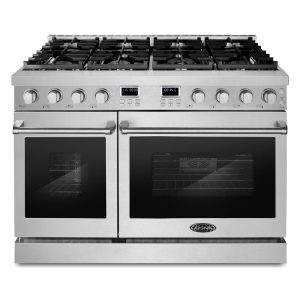 Cosmo 48-Inch Lumin Collection 7.4 Cu. Ft. Double Oven Gas Range with 8 Burners, Convection and Cast Iron Grates in Stainless Steel (COS-GRC488KB)