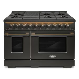 Cosmo 48-Inch Vista Collection 6.6 Cu. Ft. Double Oven Gas Range with 8 Burners, LED Panel and Cast Iron Grates in Matte Black (COS-GRP486G-BK)