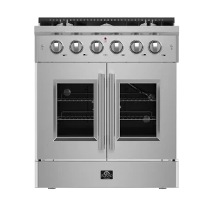 Forno 30-Inch Galiano Gas Range with 5 Gas Burners, 68,000 BTUs, & French Door Gas Oven in Stainless Steel (FFSGS6444-30)