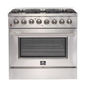 Forno 36-Inch Galiano Dual Fuel Range with 6 Gas Burners, 240v Electric Convection Oven (FFSGS6156-36)