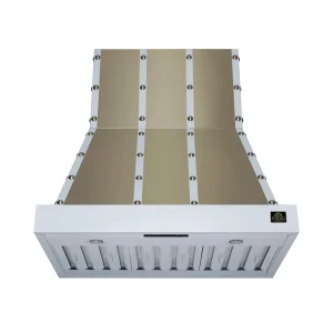 FORNO Ambassador 36-Inch Range Hood in White with 427 CFM, 3 speeds, Dishwasher Safe Baffle filters, LED Lights and Remote Control (FRHWM5099-36CPWH