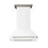 Forno Aria 36-Inch Wall Mount Range Hood in White with Antique Brass Trim (FRHWM5095-36WHT)
