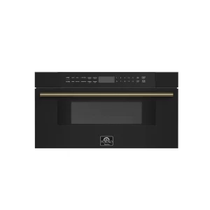 Forno Capoliveri Espresso 30-Inch 1.2 Cu.ft Microwave Drawer in Black with Antique Brass Trim (FMWDR3000-30BLK)