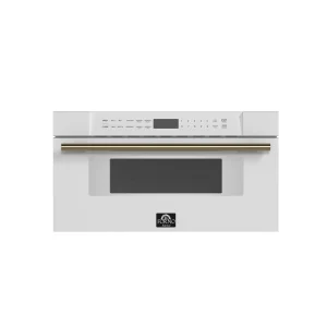 Forno Capoliveri Espresso 30-Inch 1.2 Cu.ft Microwave Drawer in White with Antique Brass Trim (FMWDR3000-30WHT)