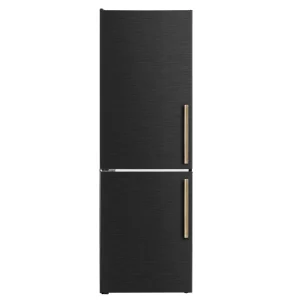 Forno Custodia 24-Inch Bottom Freezer, 10.3 Cu. Ft., Left Hinge, Ice Maker, Total No Frost, Fast Cool & Fast Freeze in Black with Antique Brass Trim (