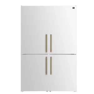 FORNO Custodia 46.8-Inch 20.6 Cu. Ft. Refrigerator with Bottom Freezer and Ice Maker in White with Antique Brass Accents (FFFFD1766-48WHT)
