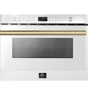 Forno Espresso Capoliveri 24-Inch Microwave Drawer in White with Antique Brass Trim (FMWDR3000-24WHT)