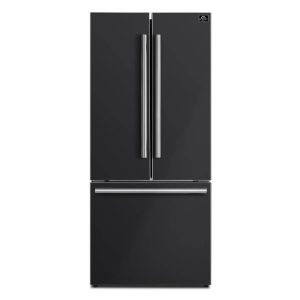 Forno Espresso Gallipoli 30-inch 17.5 cu. ft. French Door Refrigerator with Ice Maker in Black with Stainless Steel Trim (FFFFD1974-31BLK)