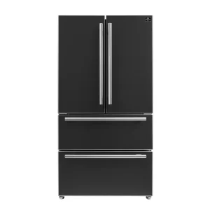 Forno Espresso Moena 36-inch 19.2 Cu.ft French Door Refrigerator in Black with Stainless Steel Trim (FFRBI1820-36BLK)