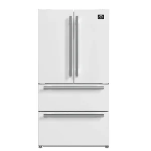 Forno Espresso Moena 36-inch 19.2 Cu.ft French Door Refrigerator in White with Stainless Steel Trim (FFRBI1820-36WHT)