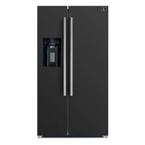 Forno Espresso Salerno 36-inch 20 cu.ft Side-by-Side Refrigerator with Water Dispenser in Black with Stainless Steel Trim (FFRBI1844-36BLK)