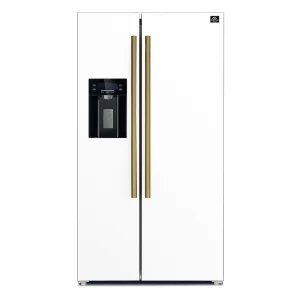 Forno Espresso Salerno 36-inch 20 cu.ft Side-by-Side Refrigerator with Water Dispenser in White with Antique Brass Trim (FFRBI1844-36WHT)