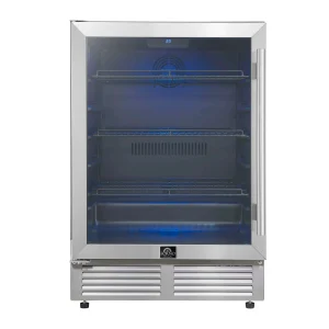 Forno Frescolino 24-Inch Beverage Cooler in Stainless Steel with LED Lighting, Triple Glass Door, 188 Can Capacity, Built-In or Freestanding (FWCDR666