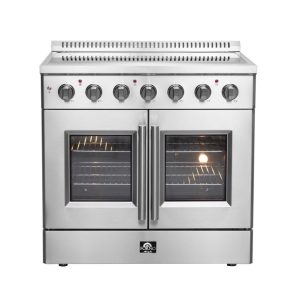 Forno Galiano 36-Inch French Door Electric Range with Convection Oven in Stainless Steel (FFSEL6917-36)