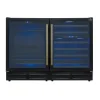 Forno Gemello 48-Inch 9.6 Cu. Ft. Side-by-Side Wine and Beverage Cooler in Black with Antique Brass Trim (FWCDR6699-48BLK)