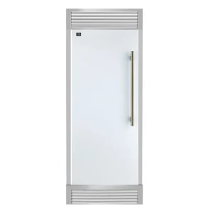 Forno Maderno 28-Inch Built-In 13.6 Cu.Ft. Convertible Refrigerator in White with Antique Brass Trim, Left Swing with Decorative Grille (FFFFD1722-32L