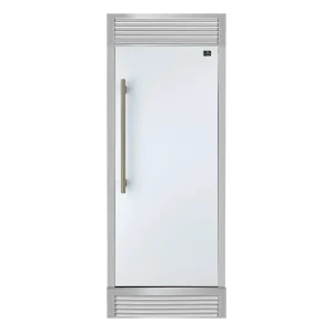 Forno Maderno 28-Inch Built-In 13.6 Cu.Ft. Convertible Refrigerator in White with Antique Brass Trim, Right Swing with Decorative Grille (FFFFD1722-32