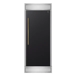 Forno Maderno 28-Inch Built-In Convertible Refrigerator Black with Decorative Grille, Antique Brass Trim, 13.6 cu.ft., Right Swing (FFFFD1722-32RMG-BL