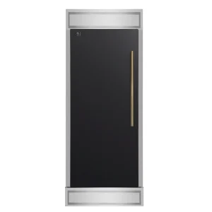 Forno Maderno 28-Inch Built-In Convertible Refrigerator in Black with Antique Brass, 13.6 cu.ft, Left Swing, Decorative Grille (FFFFD1722-32LMG-BLK)