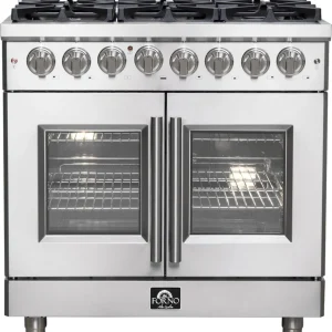Forno Massimo 36-Inch Freestanding French Door Dual Fuel Range in Stainless Steel (FFSGS6325-36)