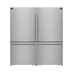 Forno Milano 62-Inch Freestanding Dual Bottom Freezer Refrigerator in Stainless Steel – 34.4 cu.ft, Touch Control, Ice Maker (FFFFD1787-60S)