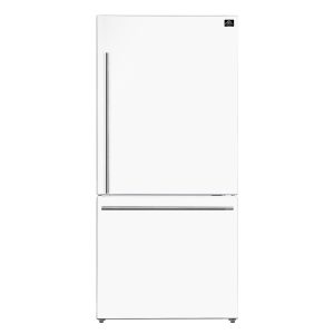 Forno Milano Espresso 31-Inch 17.2 cu. ft. Refrigerator and Bottom Freezer in White with Stainless Steel Trim, Right Hinge (FFFFD1785-31WHT)