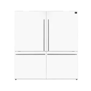 Forno Milano Espresso Package - 62-Inch, 34.4 cu. ft. Refrigerators with Bottom Freezers in White with Stainless Steel Trim (FFFFD1787-60WHT)