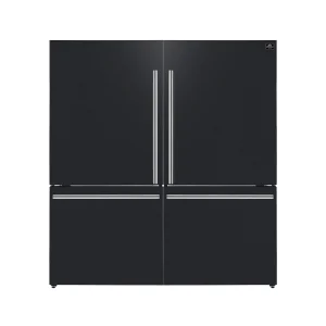 Forno Milano Espresso Package - 62-Inch, 34.4 cu. ft. Refrigerators with Bottom Freezers in Black with Stainless Steel Trim (FFFFD1787-60BLK)