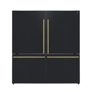 Forno Milano Espresso Package - 62-Inch, 34.4 cu. ft. Refrigerators with Bottom Freezers in Black with Antique Brass Trim (FFFFD1787-60BLK)