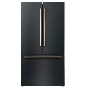 Forno Rivello 36-Inch French Door 27.4 Cu. Ft. Refrigerator with Internal Water Dispenser in Black with Antique Brass Trim (FFFFD1783-36BLK)