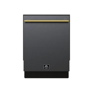 Forno Romano Espresso 24-Inch Built-In Dishwasher in Black with Antique Brass Trim (FDWBI8035-24BLK)
