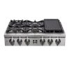 Forno Spezia 36-Inch Pro Style Gas Rangetop, 6 Dual-Ring brass Sealed Burners, 120 000 BTU, Continuous Cast Iron Grates (FCTGS5751-36)