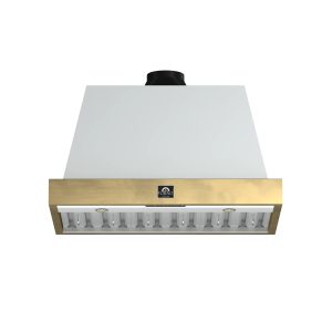 Forno Vittorio 36-Inch 424 CFM Wall Mount Range Hood in White with Antique Brass Trim (FRHWM5078-36WHT)