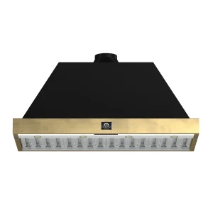 Forno Vittorio 48-Inch 424 CFM Wall Mount Range Hood in Black with Antique Brass Trim (FRHWM5078-48BLK)