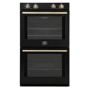 Forno Vomero 30-Inch Double Wall Oven with 10 cu.ft Total Capacity in Black with Antique Brass Trim (FBOEL1324-30BLK)