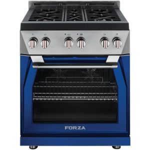 Forza 30-Inch 5.2 cu. ft. Stainless Steel Pro-Style Gas Range in Dinamico Blue (FR304GN-B)