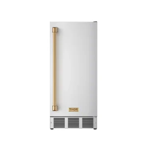 Gordon Ramsay by Thor Kitchen 15-Inch Undercounter Built-In/Freestanding Ice Maker in Stainless Steel with Bronze Handle (RIM1501-BRZ)