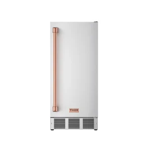 Gordon Ramsay by Thor Kitchen 15-Inch Undercounter Built-In/Freestanding Ice Maker in Stainless Steel with Rose Gold Handle (RIM1501-RSG)