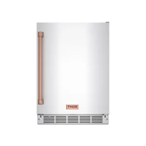 Gordon Ramsay by Thor Kitchen 24-Inch Outdoor Undercounter Beverage Cooler in Stainless Steel with Rose Gold Trim (RBC24SSD-RSG)