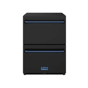 Gordon Ramsay by Thor Kitchen 24-Inch Undercounter Built-In / Freestanding Drawer Freezer in Black with Blue Trim (RZ24UB-BLU)