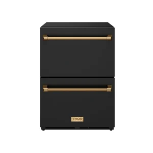 Gordon Ramsay by Thor Kitchen 24-Inch Undercounter Built-In or Freestanding Drawer Refrigerator in Black & Bronze Trim (RF24UB-BRZ)