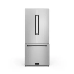 Gordon Ramsay by Thor Kitchen 30-Inch 17.5 cu ft French Door Counter Depth Refrigerator with Ice Maker in Stainless Steel with Black Trim (RF3017FFD99