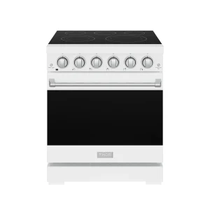 Gordon Ramsay by Thor Kitchen 30-Inch Professional Electric Range with Precision Knob Control in White with Stainless Steel Trim (RSE30PW-SS)