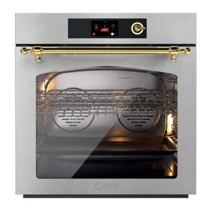 ILVE Nostalgie II 30-Inch Pyrolytic Single Wall Oven with 4.4 Cu. Ft. Capacity in Stainless Steel with Brass Trim (UOV30NTPYSSG)