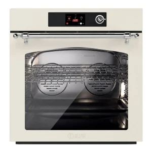 ILVE Nostalgie II 30-Inch Pyrolytic Single Wall Oven with 4.4 Cu. Ft. Capacity in Antique White with Chrome Trim (UOV30NTPYAWC)
