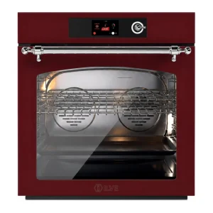 ILVE Nostalgie II 30-Inch Pyrolytic Single Wall Oven with 4.4 Cu. Ft. Capacity in Burgundy with Chrome Trim (UOV30NTPYBUC)