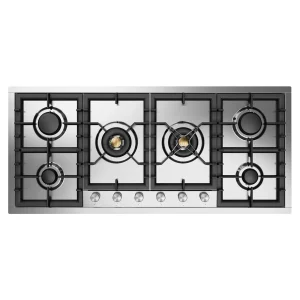 ILVE Professional Plus II 48-Inch Built-In Propane Gas Cooktop with Total Black Brass Burners in Stainless Steel (UHCPT125SSLP)
