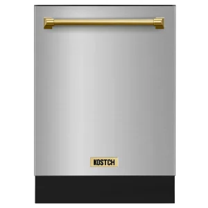 Kostch 24-Inch Top Control Built-In Dishwasher with Bronze Handle & Third Rack in Stainless Steel (KOS-24DWN06H-S)