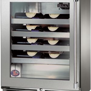 Perlick 24" Signature Series Built-In Wine Cooler with 20 Bottle Capacity Single Zone with Glass Door in Stainless Steel (HH24WM-4-3)
